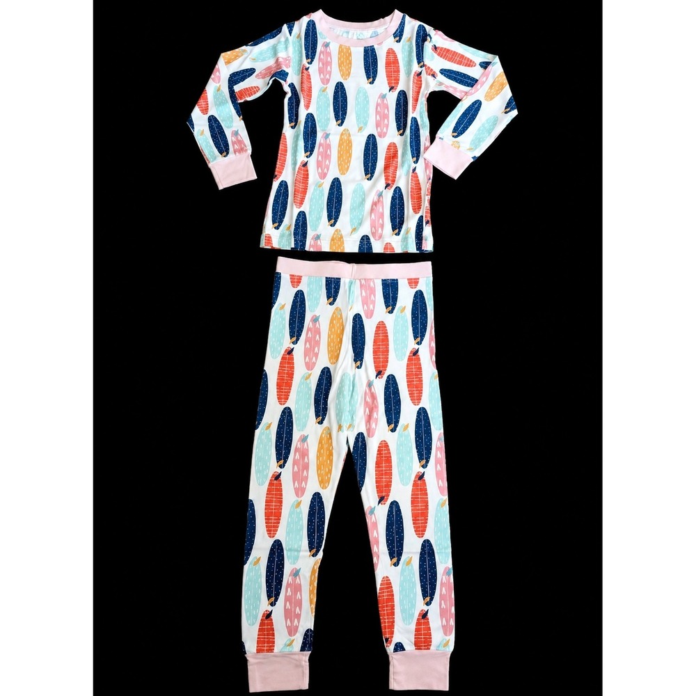 Snugglers Bamboo Viscose Surfboard Pajama Set Pink‎ Blue Orange 4T NEW